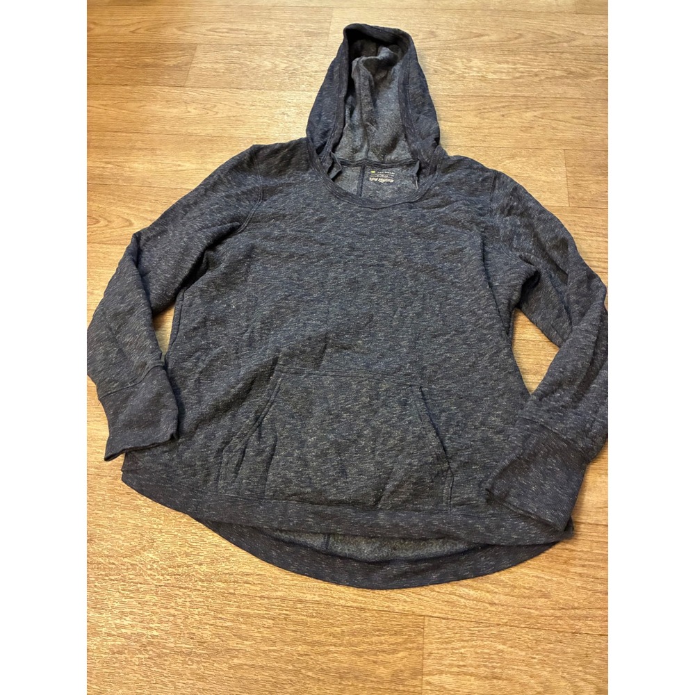 Tek Gear Womens XL Navy Blue Heathered Fleece Hoodie Thumbhole Pullover